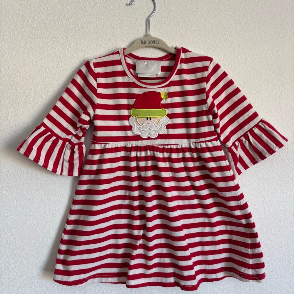 Southern Tots Red and White Striped Santa Dress